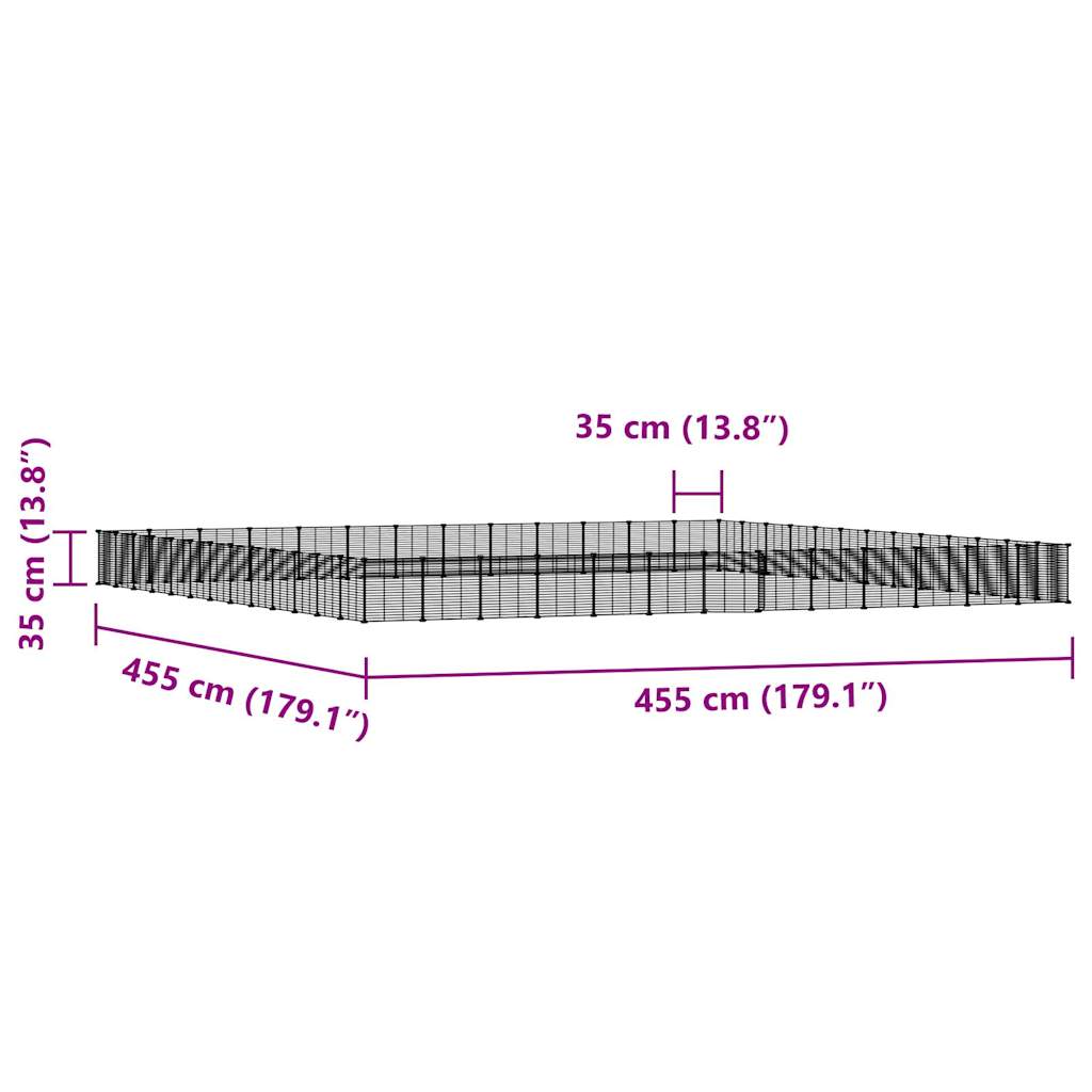 52-panels kæledyrsindhegning med låge 35x35 cm stål sort