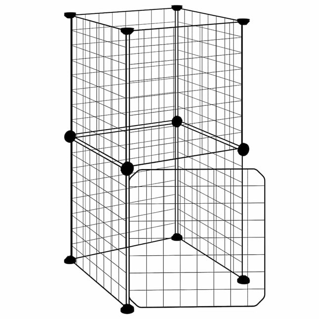 8-panels kæledyrsindhegning med låge 35x35x70 cm stål sort
