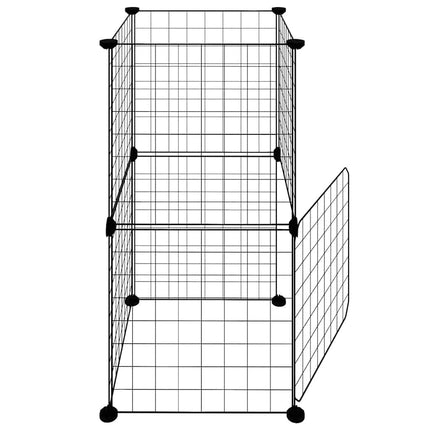 8-panels kæledyrsindhegning med låge 35x35 cm stål sort