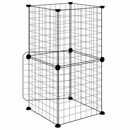 8-panels kæledyrsindhegning med låge 35x35 cm stål sort