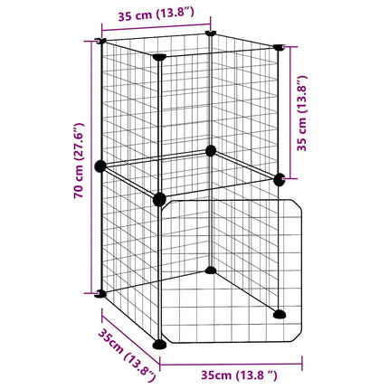 8-panels kæledyrsindhegning med låge 35x35 cm stål sort