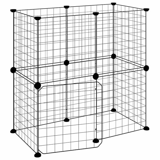 12-panels kæledyrsindhegning med låge 70x35x70 cm stål sort