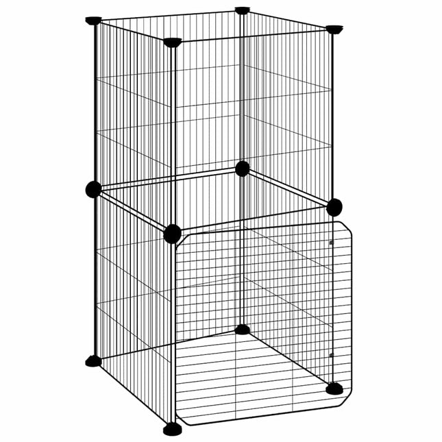 8-panels kæledyrsindhegning med låge 35x35x70 cm stål sort