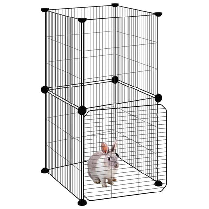 8-panels kæledyrsindhegning med låge 35x35 cm stål sort