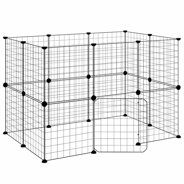 20-panels kæledyrsindhegning med låge 35x35 cm stål sort