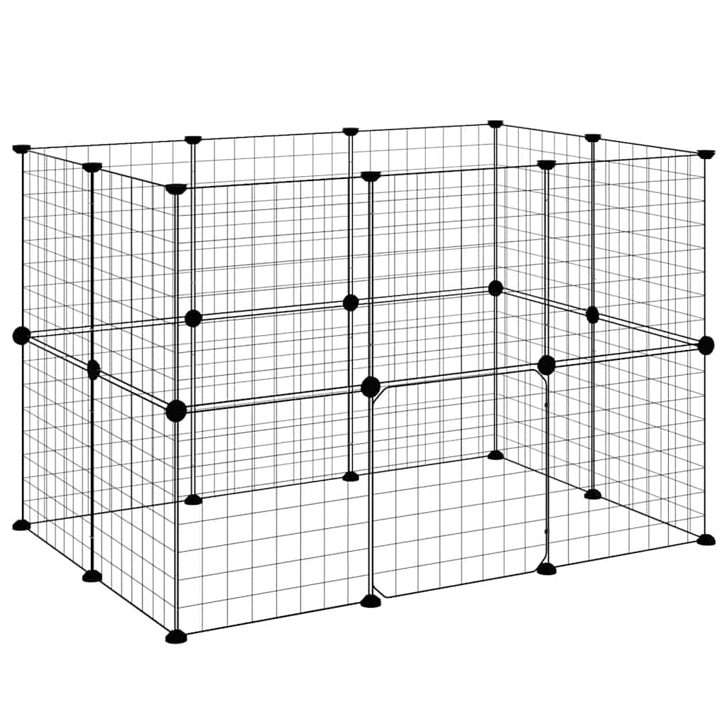 20-panels kæledyrsindhegning med låge 35x35 cm stål sort