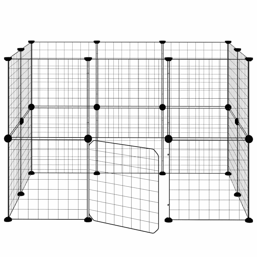 20-panels kæledyrsindhegning med låge 35x35 cm stål sort