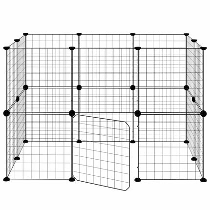 20-panels kæledyrsindhegning med låge 35x35 cm stål sort
