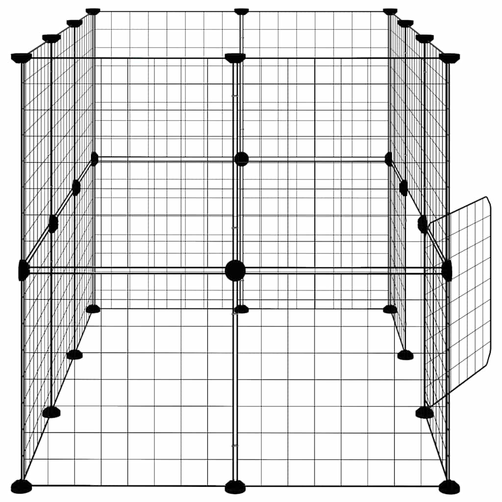 20-panels kæledyrsindhegning med låge 35x35 cm stål sort