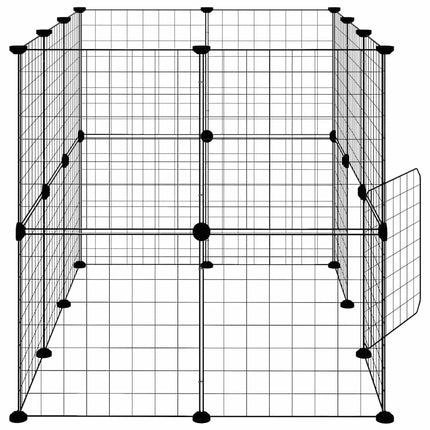 20-panels kæledyrsindhegning med låge 35x35 cm stål sort