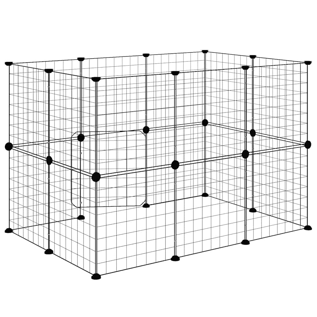 20-panels kæledyrsindhegning med låge 35x35 cm stål sort
