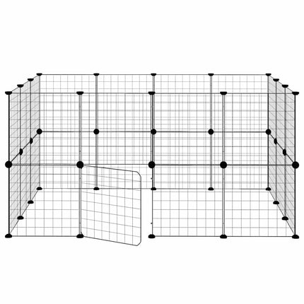28-panels kæledyrsindhegning med låge 35x35 cm stål sort