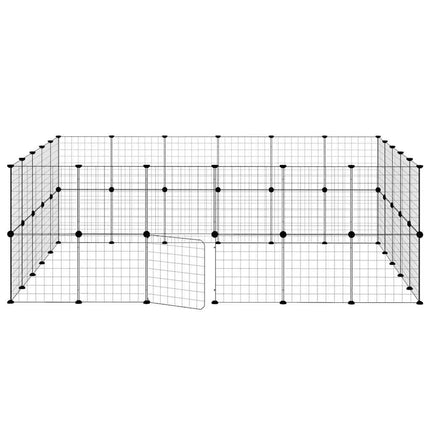 44-panels kæledyrsindhegning med låge 35x35 cm stål sort