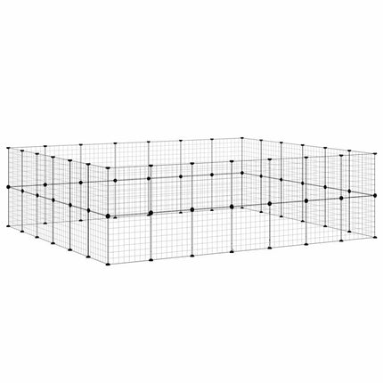 52-panels kæledyrsindhegning med låge 35x35 cm stål sort