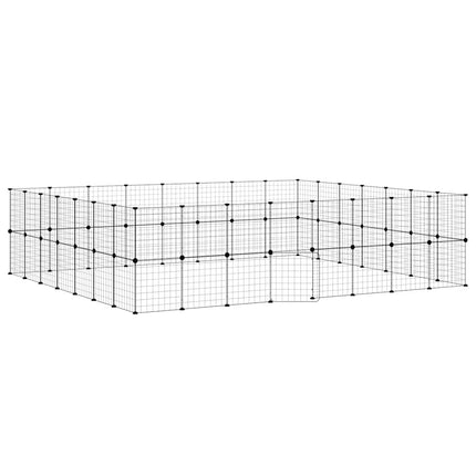 60-panels kæledyrsindhegning med låge 35x35 cm stål sort