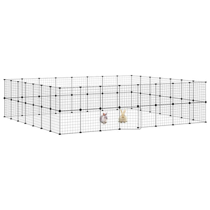 60-panels kæledyrsindhegning med låge 35x35 cm stål sort