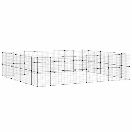 60-panels kæledyrsindhegning med låge 35x35 cm stål sort