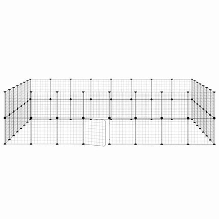 60-panels kæledyrsindhegning med låge 35x35 cm stål sort