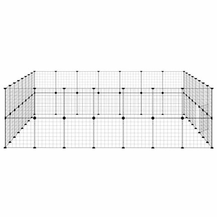60-panels kæledyrsindhegning med låge 35x35 cm stål sort