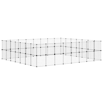 60-panels kæledyrsindhegning med låge 35x35 cm stål sort