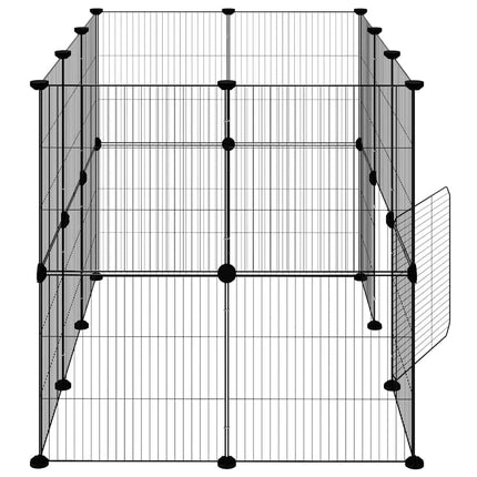 20-panels kæledyrsindhegning med låge 35x35 cm stål sort