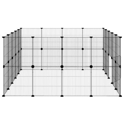 36-panels kæledyrsindhegning med låge 35x35 cm stål sort