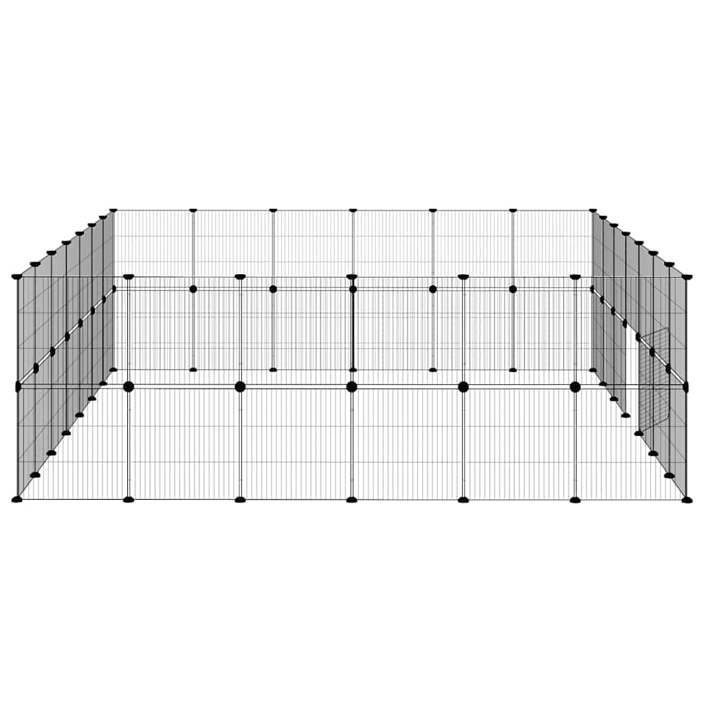 52-panels kæledyrsindhegning med låge 35x35 cm stål sort