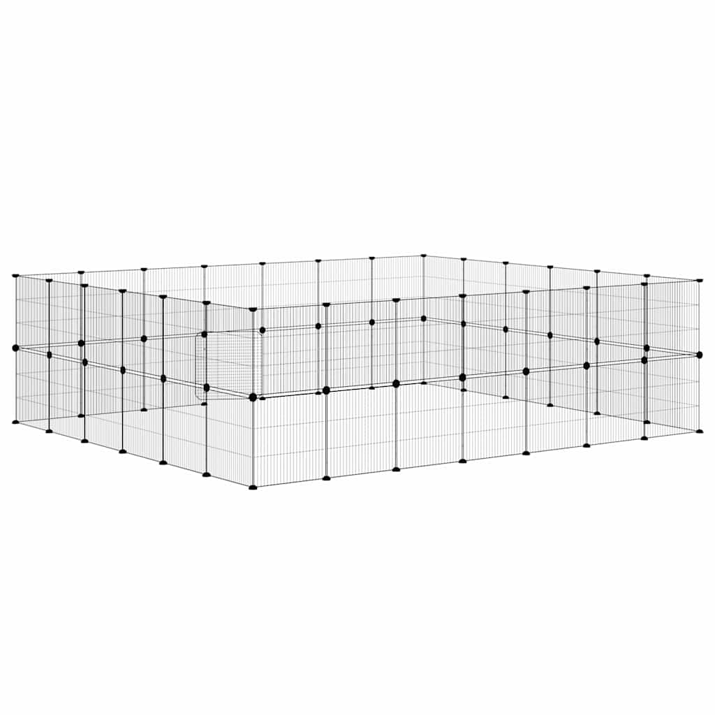 52-panels kæledyrsindhegning med låge 35x35 cm stål sort