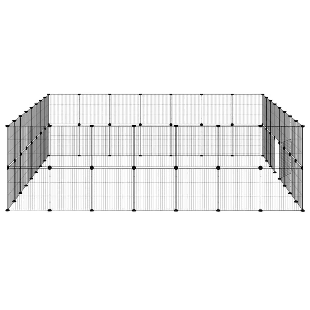 60-panels kæledyrsindhegning med låge 35x35 cm stål sort