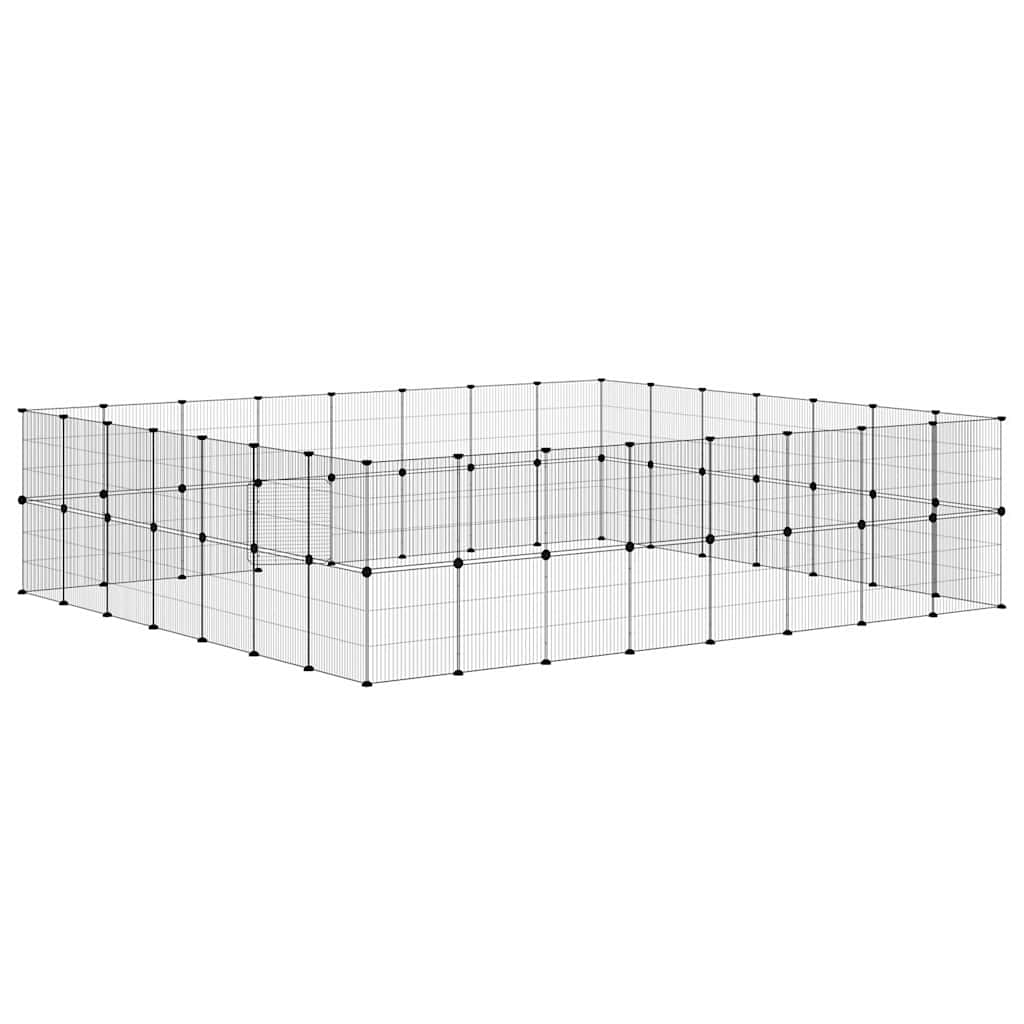 60-panels kæledyrsindhegning med låge 35x35 cm stål sort