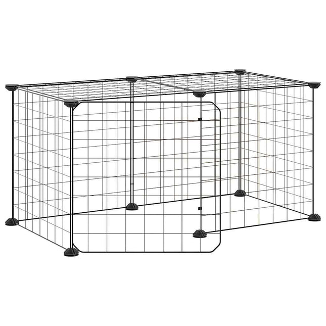 8-panels kæledyrsindhegning med låge 70x35x35 cm stål sort
