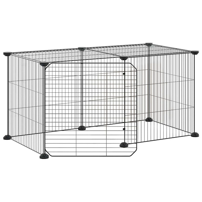 8-panels kæledyrsindhegning med låge 70x35x35 cm stål sort