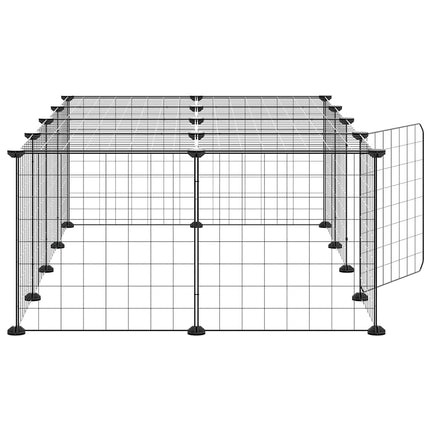 20-panels kæledyrsindhegning med låge 35x35 cm stål sort