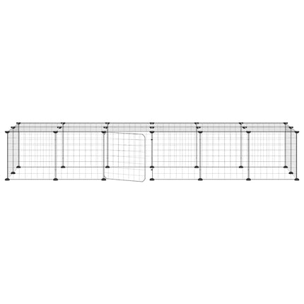 28-panels kæledyrsindhegning med låge 35x35 cm stål sort