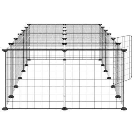 28-panels kæledyrsindhegning med låge 35x35 cm stål sort