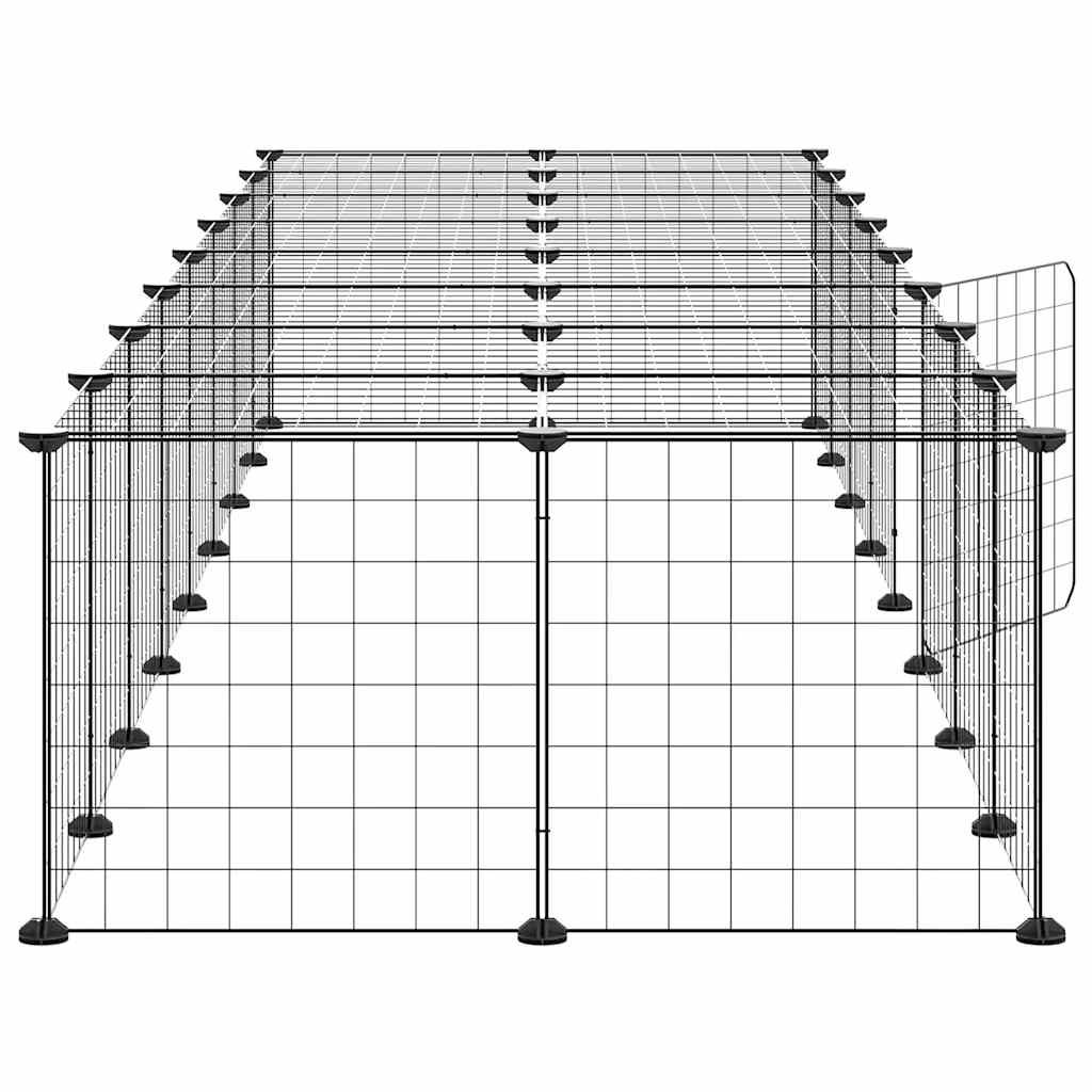 36-panels kæledyrsindhegning med låge 35x35 cm stål sort