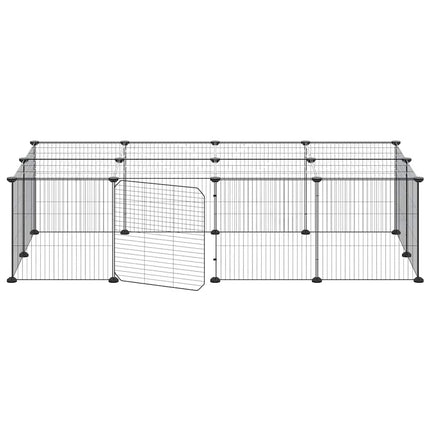 20-panels kæledyrsindhegning med låge 35x35 cm stål sort