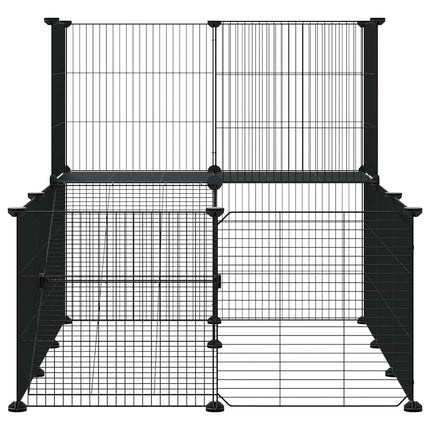 20-panels kæledyrsindhegning med låge 35x35 cm stål sort