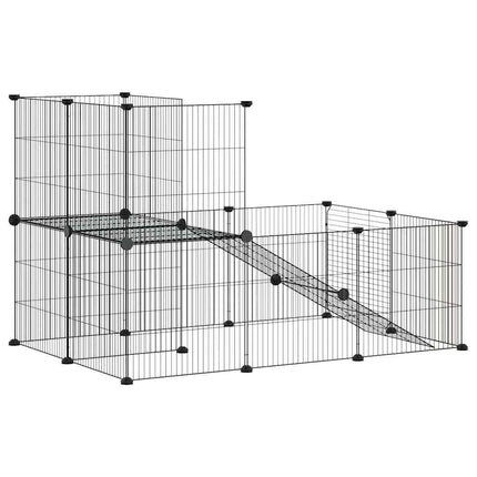 20-panels kæledyrsindhegning med låge 35x35 cm stål sort