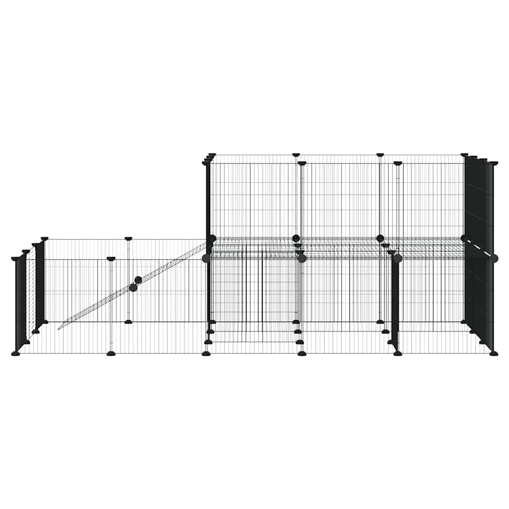 44-panels kæledyrsindhegning med låge 35x35 cm stål sort