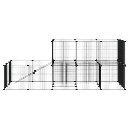 44-panels kæledyrsindhegning med låge 35x35 cm stål sort