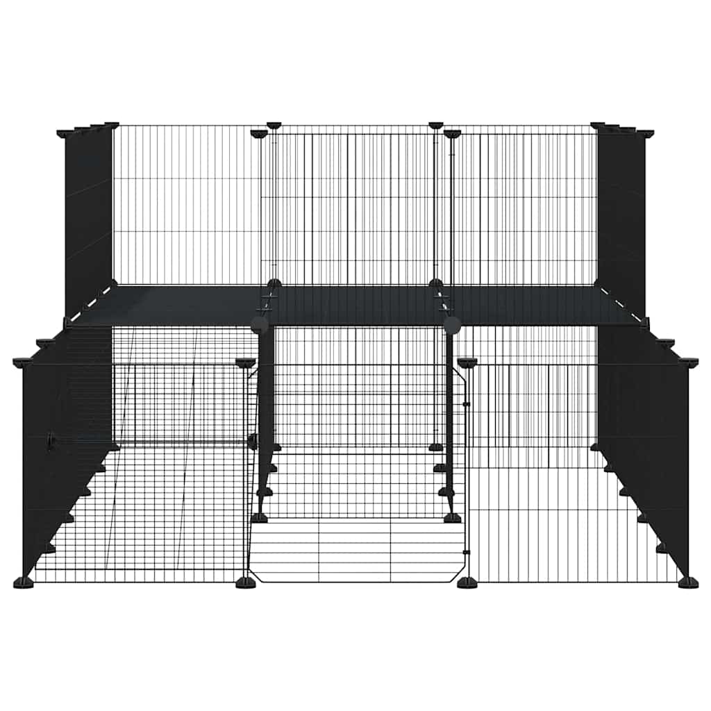 44-panels kæledyrsindhegning med låge 35x35 cm stål sort