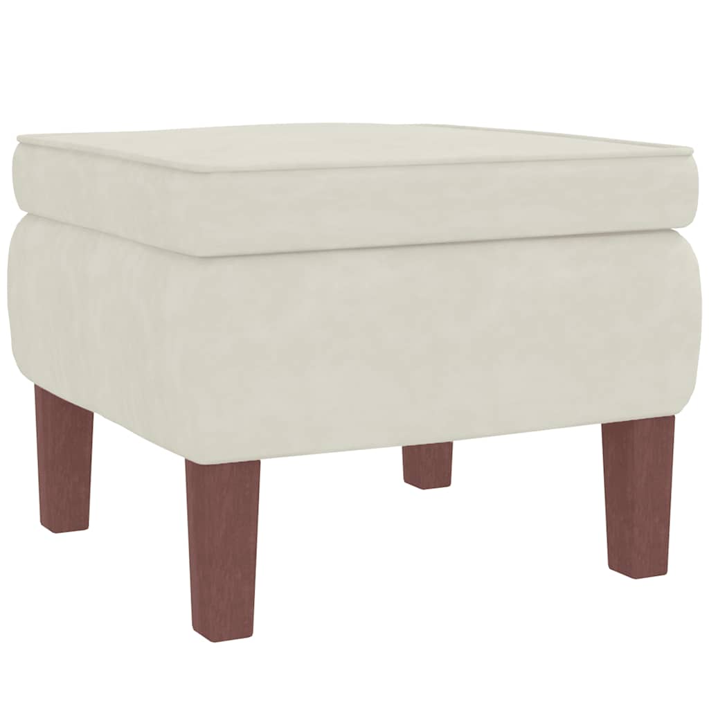 gyngestol med ryglæn cremefarvet fløjl og massivt træ