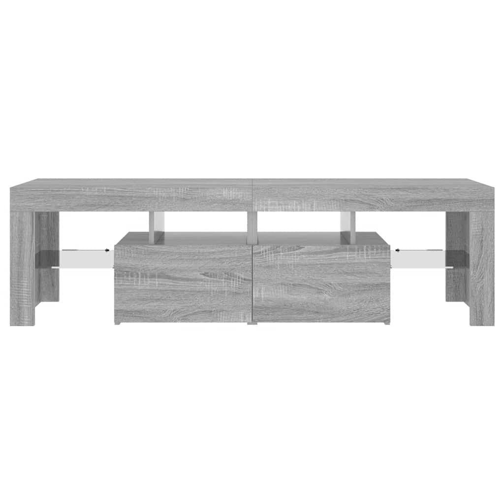 tv-bord med LED-lys 140x36,5x40 cm grå sonoma-eg