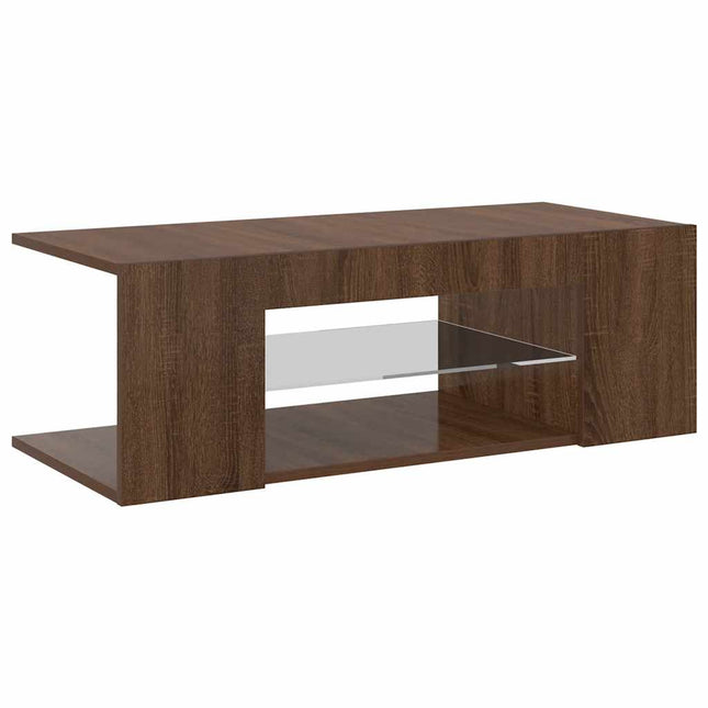 tv-bord med LED-lys 90x39x30 cm brun egetræsfarve