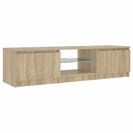 tv-bord med LED-lys 140x40x36 cm røget egetræsfarve