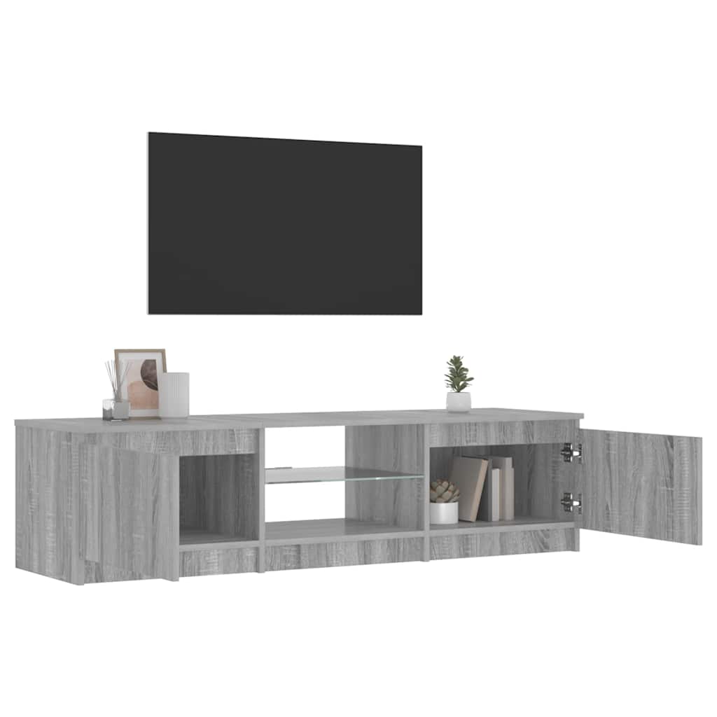 tv-bord med LED-lys 140x40x36 cm grå sonoma-eg