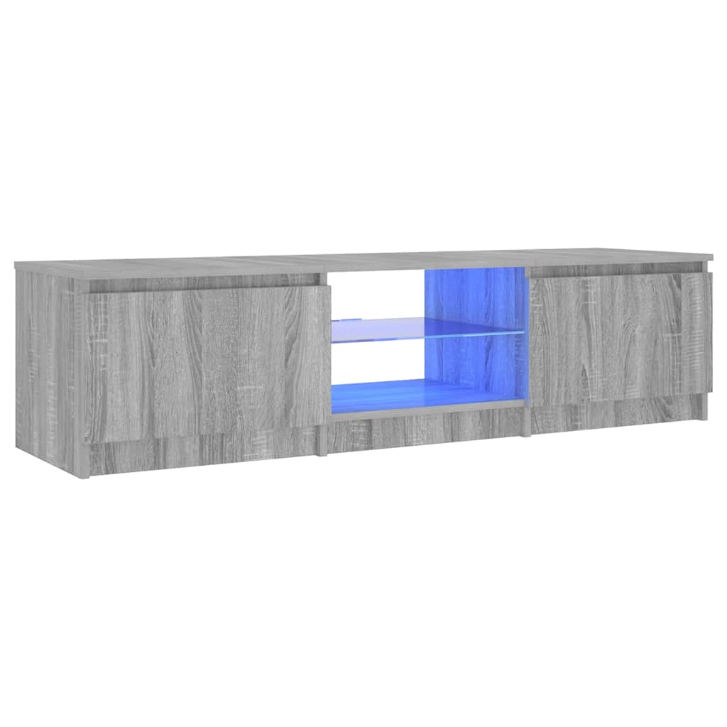 tv-bord med LED-lys 140x40x36 cm grå sonoma-eg