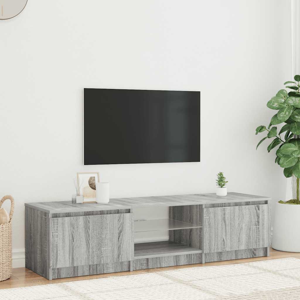 tv-bord med LED-lys 140x40x36 cm grå sonoma-eg