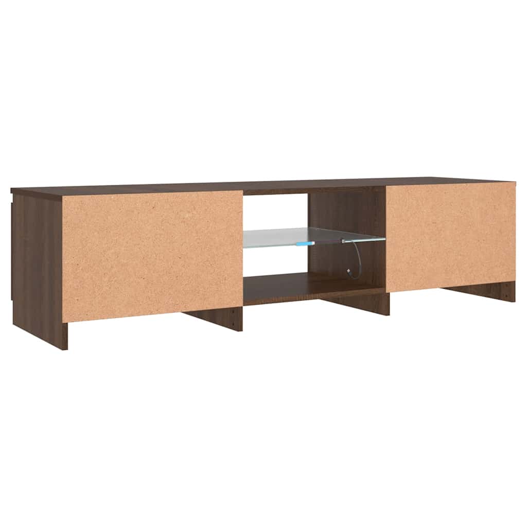 tv-bord med LED-lys 140x40x36 cm brun egetræsfarve